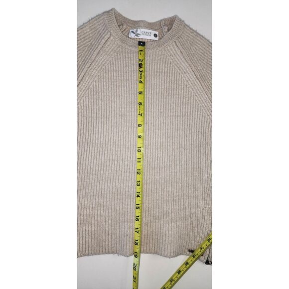 Carve Designs Beige Wool Blend Chunky Crewneck Sweater w/ Zippers Sz S - Picture 7 of 8